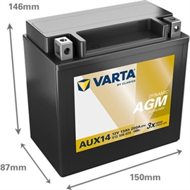 Varta AUX14 AGM Backup bilbatteri batteri 12V 13Ah 513 106 020