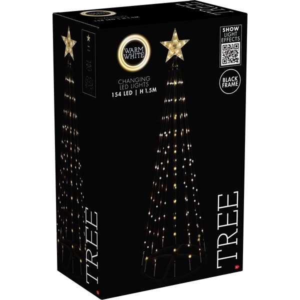 LED Juletre med Fjernkontroll H: 150 cm, Varm Hvit/Multifarget