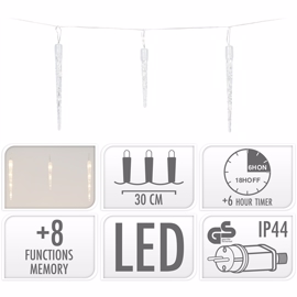 LED-lyskjede Icicle med timer (6,9 meter)