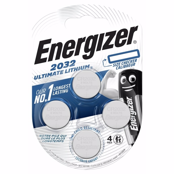 CR2032 3V Energizer Ultimate Lithium batteri 4 pakke