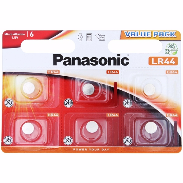 LR44 / AG13 Panasonic 1,5V alkaliske batterier 6 stk