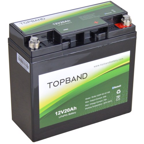 Topband Lithium batteri 12volt 20Ah med app-overvåking