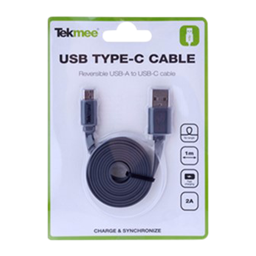 Grå USB-C-kabel 1m flat
