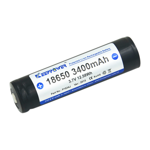 Keeppower 18650 P1834J 3,6 Volt Li-Ion-batteri 3400mAh med sikkerhetskrets