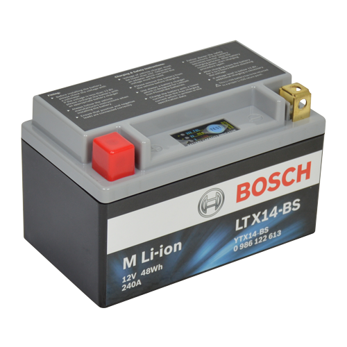 Bosch MC Lithiumbatteri LTX14-BS 12volt 4Ah +pol til venstre