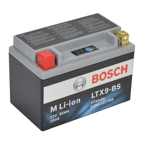 Bosch MC Lithiumbatteri LTX9-BS 12volt 3Ah +pol til venstre