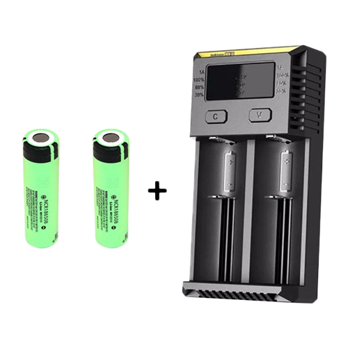 Nitecore NEW I2 Li-Ion lader + 2 stk. Panasonic NCR18650B 3400 mAh batterier