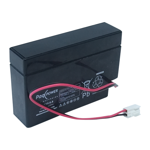 Blybatteri 12 volt 0,8Ah med ledning CP1208