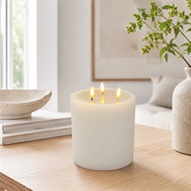 LED blokklys med 3 veker vokslys med resin 15 x 15 cm, Whisper White