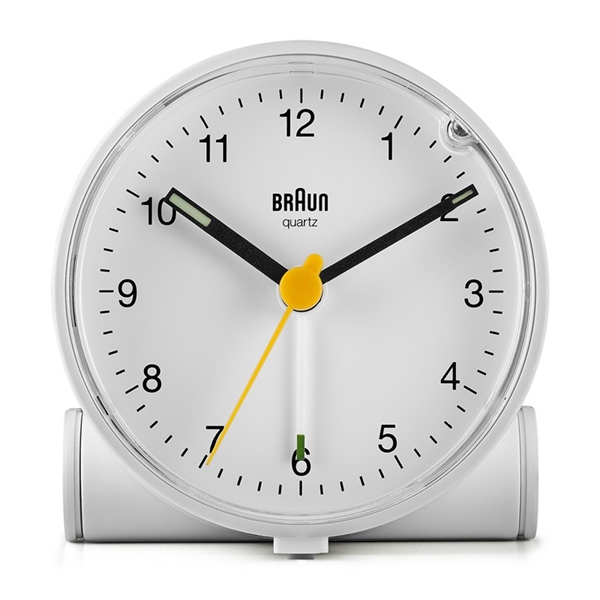 Braun BC01W Analog vekkerklokke med lys og snooze, hvit