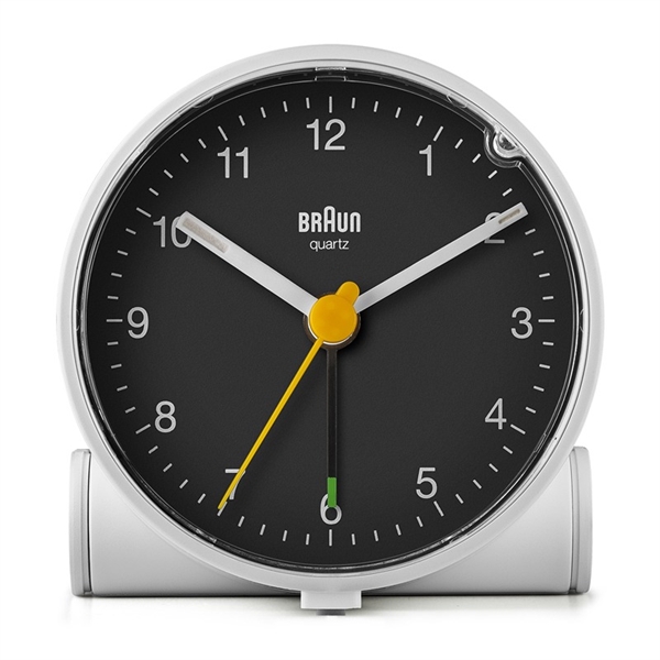 Braun BC01WB Analog vekkerklokke med lys og snooze, hvit/svart
