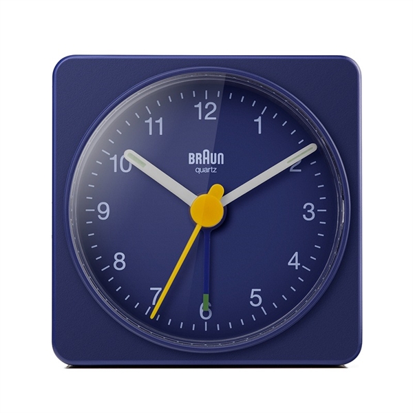 Braun BC02BL Analog reisevekkerklokke med selvlysende visere, blå