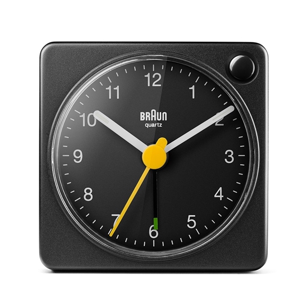 Braun BC02XB Analog reisevekkerklokke med lys og snooze, svart