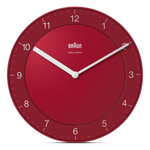 Braun BC06R-DCF Radiostyrt analog veggklokke 20 cm, rød