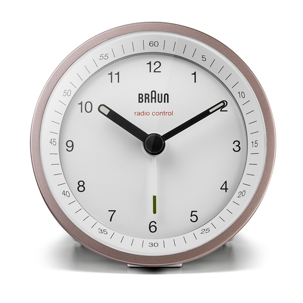 Braun BC07PW-DCF radiostyrt analog vekkerklokke, rosa/hvit