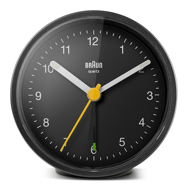 Braun BC12B Analog vekkerklokke med lys og snooze, svart