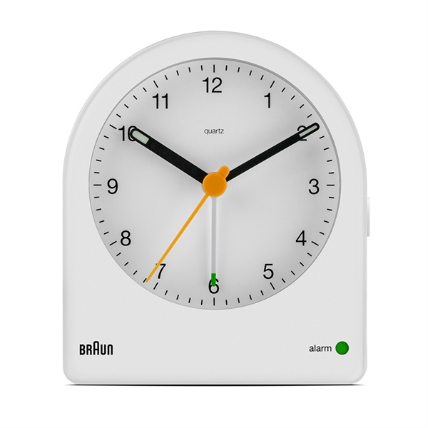 Braun BC22W Analog vekkerklokke med nattlys og snooze, hvit