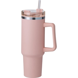 EH Termokrus med lokk, sugerør og håndtak 1200 ml., rosa
