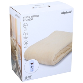 Alpina Elektrisk varmeteppe 180 x 130 cm – 10 varmetrinn, Elfenben
