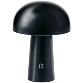 Grundig Oppladbar Mushroom Bordlampe H: 17,5 cm, Sort