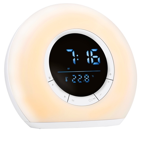 Grundig Wake-up Light Vekkerklokke med Radio & Bluetooth-høyttaler, Hvit