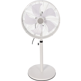 Gulvvifte med horisontal oscillasjon, viftediameter: 45 cm, justerbar høyde: 120 cm, hvit
