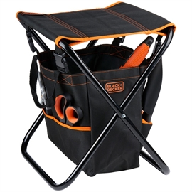 Black+Decker Sammenleggbar Hagekrakk med Verktøyveske, Svart