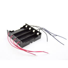 4x 18650 batteriholder med klemmekontakter og ledninger