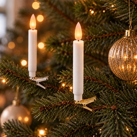 LED juletrelys med fjernkontroll og holder 10 stk - Passer til Georg Jensen, Gull/Sølv