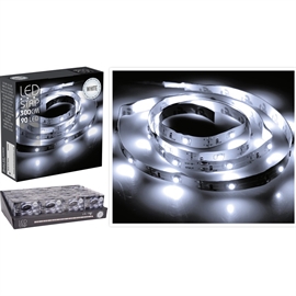 LED Strip 3 m med 90 LED, Kald Hvit – Batteridrevet