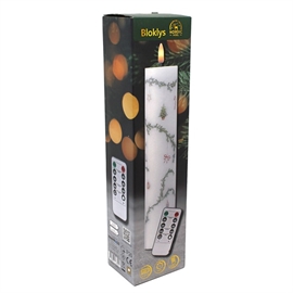 LED Blokklys med Juledekorasjon 28 cm Vokslys med Timer, Hvit