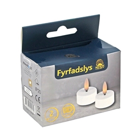 LED Telys 2 stk. med 3D flamme og Timer, Hvit
