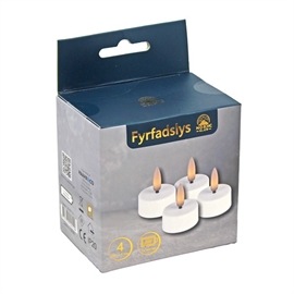 LED Telys 4 stk. med 3D flamme og Timer, Hvit