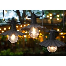 LED Party Lyslenke 2,5 m, 6 LED Filament Pærer med Bølgeformede Skjermer, Varm Hvit