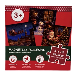 Magnetisk puslespillbok Jul 3 x 25 brikker, fra 3 år