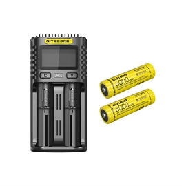 Nitecore UMS2 Lader - Sett med 2 stk. NL2160HP Batterier