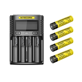 Nitecore UMS4 Lader - Sett med 4 stk. NL1840HP Batterier