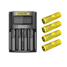 Nitecore UMS4 Lader - Sett med 4 stk. NL2160HP Batterier