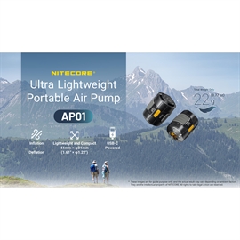 Nitecore AP01 Mini luftpumpe - drives via ekstern strømkilde f.eks. powerbank