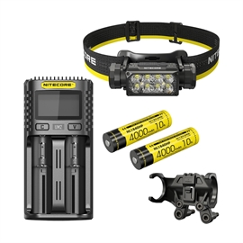 Nitecore HC65 UHE Hodelykt - Sett med 1 stk. NL1840HP Batteri, UM2 Lader og BM06