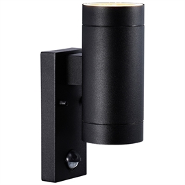Nordlux Tin Maxi Up- og Down-lys, utendørs vegglampe med sensor IP54, svart