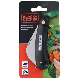 Black+Decker Podekniv – Sammenleggbar hagekniv i rustfritt stål, svart