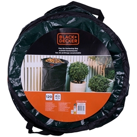 Black+Decker Sammenleggbar hageavfallssekk – 120 liter, grønn