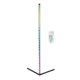 Grundig LED hjørnelampe 140 cm – flerfarget gulvlampe, svart