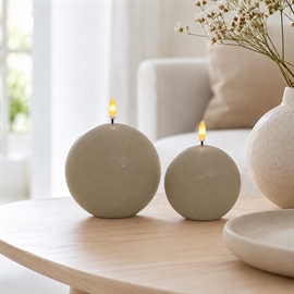2-pakning LED runde lys i rustikk voks, 10 x 9 & 12 x 10 cm, Latte