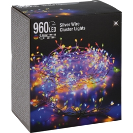 Led Cluster Lysslynge Silverwire 9,6 m 960 LED, multifarget