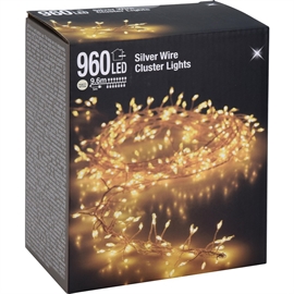 Led Cluster Lysslynge Silverwire 9,6 m 960 LED, Varm Hvit