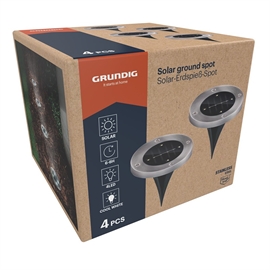 Grundig solcelle jordspot 4-pakning – 4 LED hagebelysning, sølv