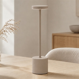 Trådløs bordlampe med touch og dimmer 34 cm, lys brun