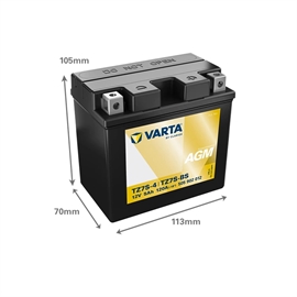 Varta Powersports AGM 505 902 012 MC batteri 12 volt 5Ah (+pol til høyre)